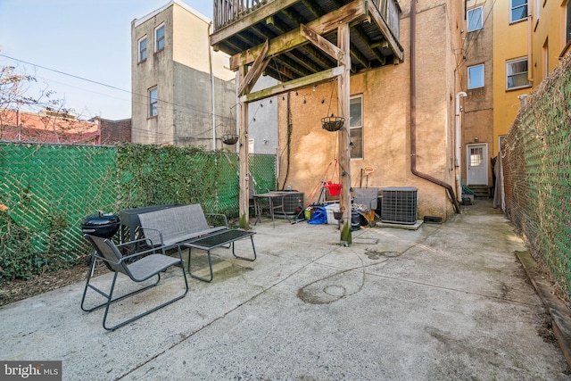 view of patio / terrace with central air condition unit