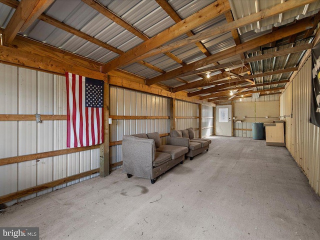 garage featuring metal wall