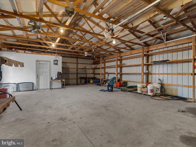 garage featuring metal wall