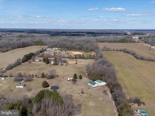 bird's eye view featuring a rural view