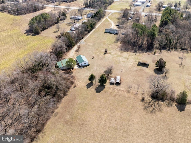 aerial view featuring a rural view