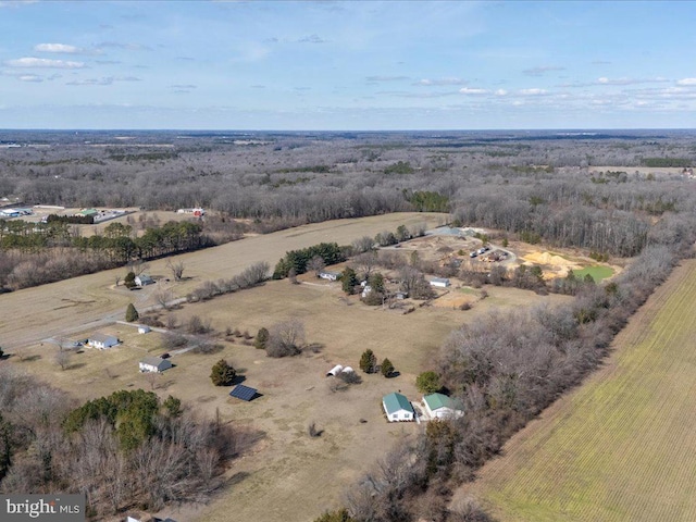 aerial view featuring a rural view