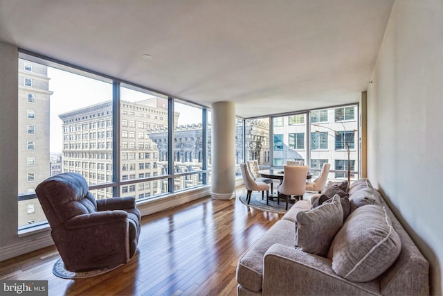 sunroom / solarium with a view of city