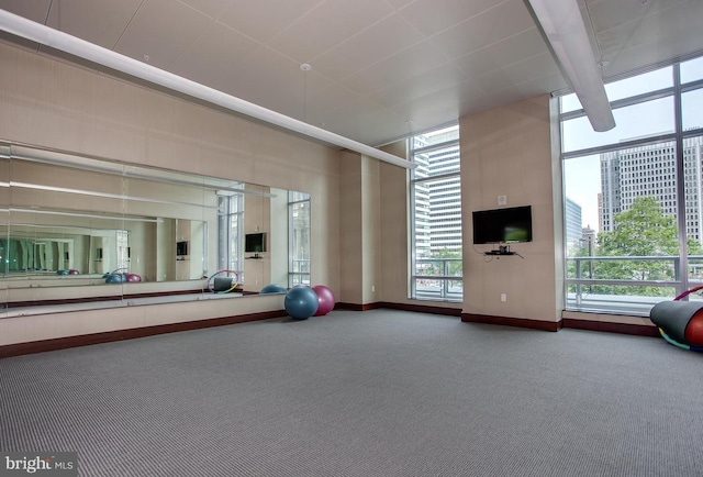 interior space featuring carpet and baseboards