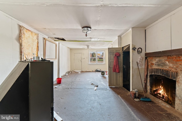 interior space featuring a fireplace