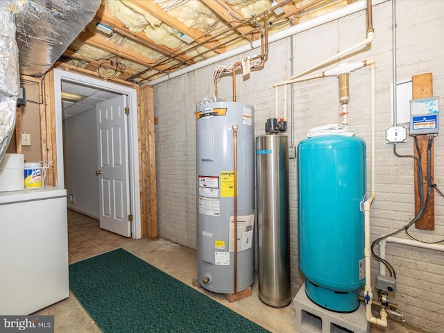 utility room featuring electric water heater