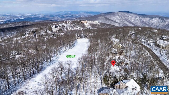 1023 Devils Knob Loop, Wintergreen Resort, VA 22967 - snowy aerial view featuring a mountain view
