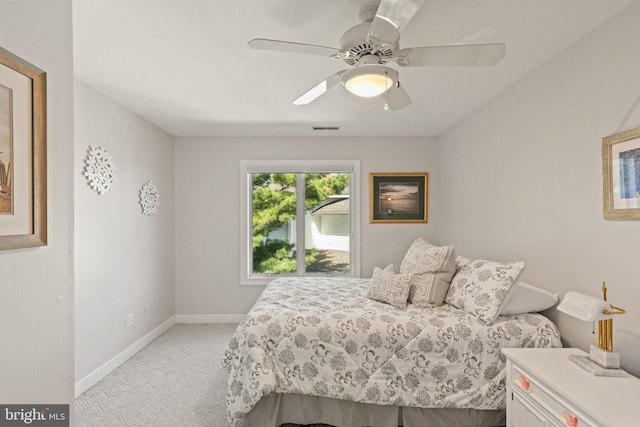 317 Kennard Ave, Edgewood, MD 21040 - bedroom with visible vents, light colored carpet, baseboards, and a ceiling fan