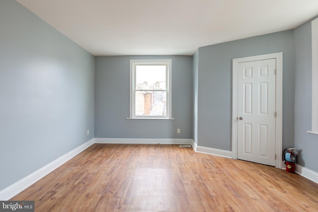 unfurnished bedroom with light hardwood / wood-style flooring