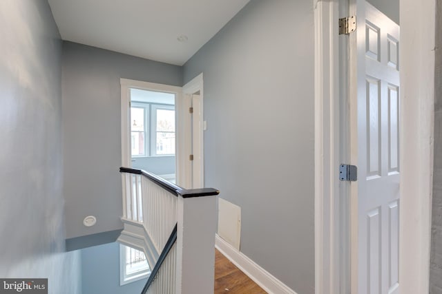 hall with wood-type flooring