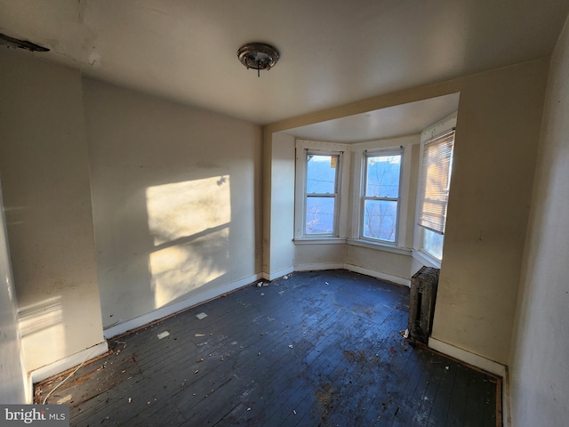 interior space featuring dark wood-type flooring and radiator heating unit