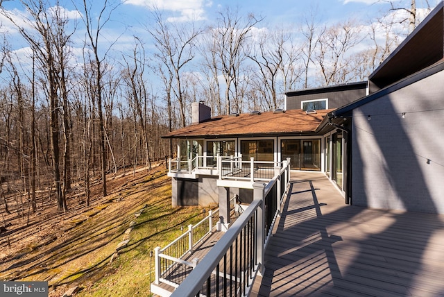 wooden terrace with stairway