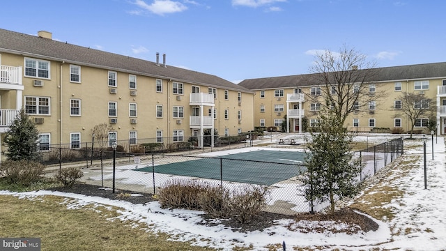 view of snow covered pool