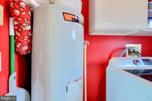 washroom featuring washer / dryer and water heater