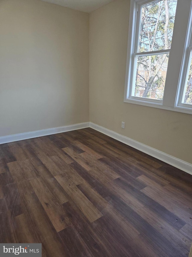 empty room with dark wood-type flooring