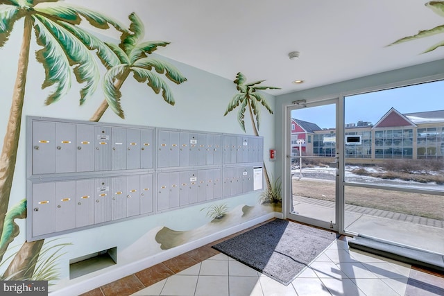 sunroom featuring mail area