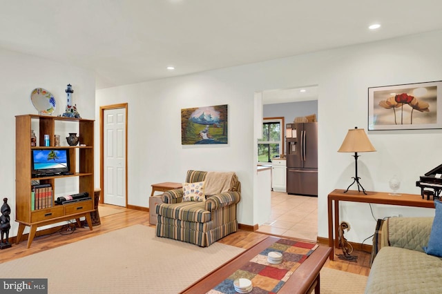 living room featuring light hardwood / wood-style floors