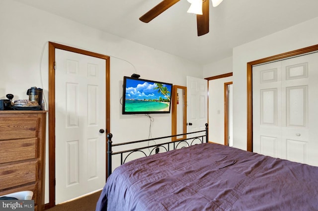 bedroom with a closet and ceiling fan