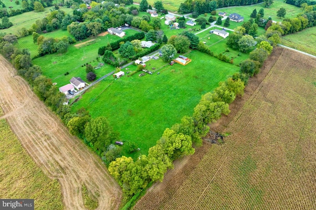 bird's eye view with a rural view