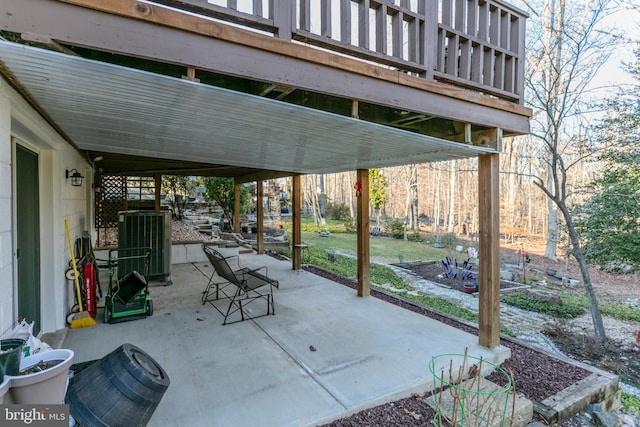 view of patio / terrace with central air condition unit