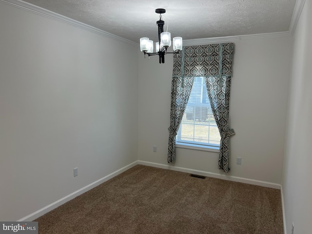 1355 Connecticut Ave, Hagerstown, MD 21740 - unfurnished room with carpet floors, ornamental molding, a chandelier, and visible vents