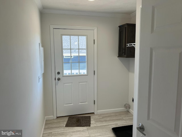 1355 Connecticut Ave, Hagerstown, MD 21740 - doorway with baseboards, crown molding, and light wood-style flooring