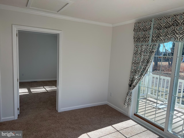 1355 Connecticut Ave, Hagerstown, MD 21740 - interior space with attic access, baseboards, crown molding, and carpet floors