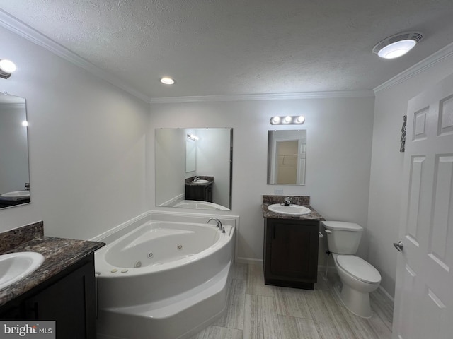 1355 Connecticut Ave, Hagerstown, MD 21740 - full bath with a textured ceiling, ornamental molding, two vanities, a sink, and a whirlpool tub