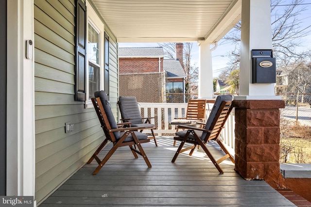 deck with a porch