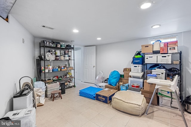 storage room featuring visible vents