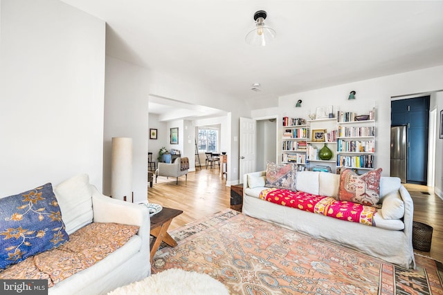 living room with wood finished floors