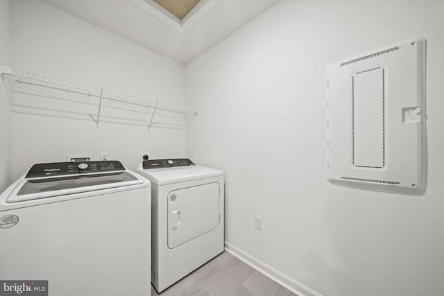 laundry area featuring washing machine and clothes dryer