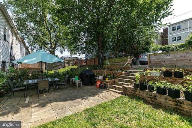 view of yard with a patio area