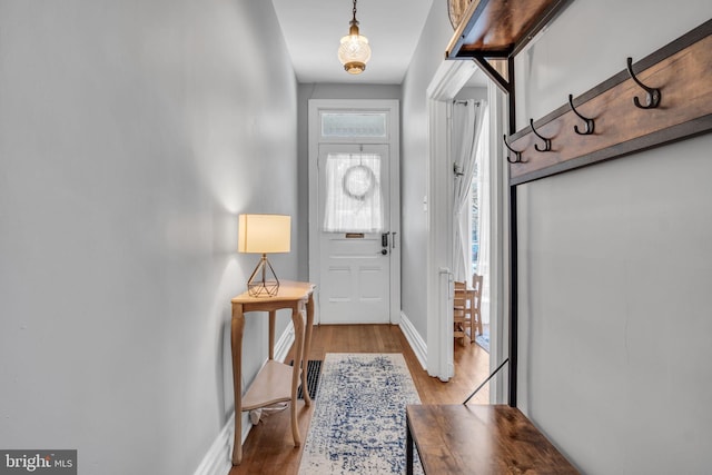 doorway featuring light wood-type flooring