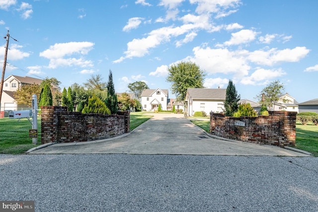 view of road featuring a residential view