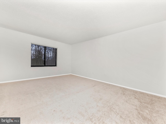 empty room with carpet floors and a textured ceiling