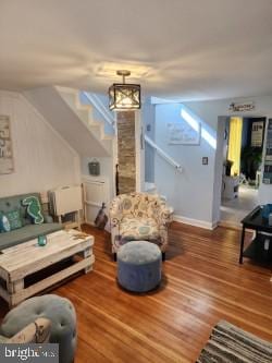 living room with hardwood / wood-style flooring