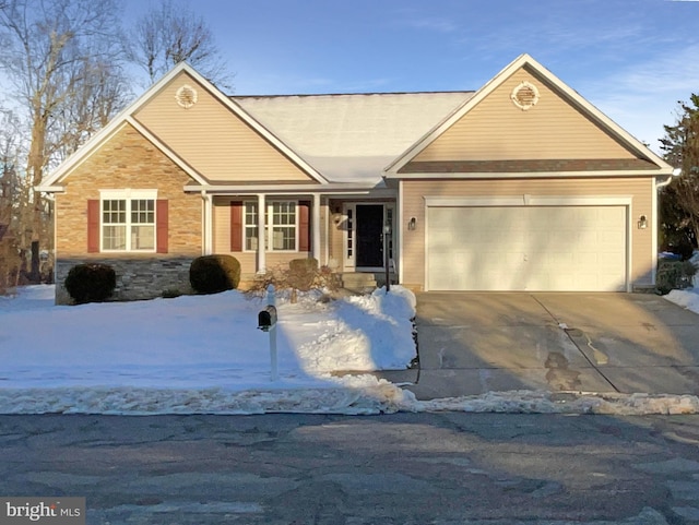 single story home featuring a garage