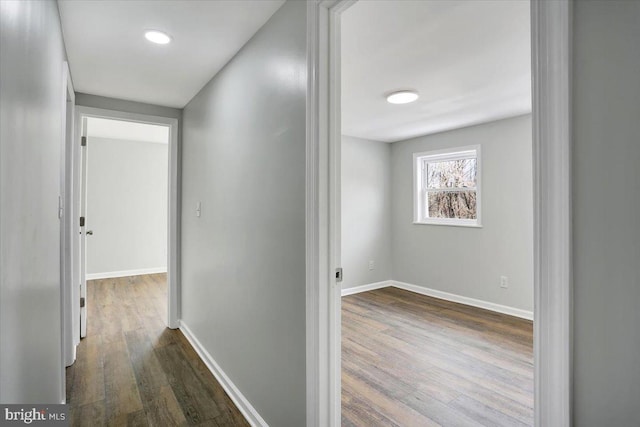 hall featuring dark wood-type flooring