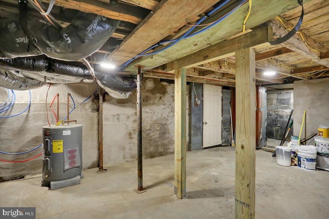 basement with electric water heater