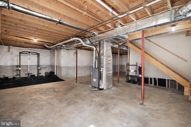 basement with heating unit