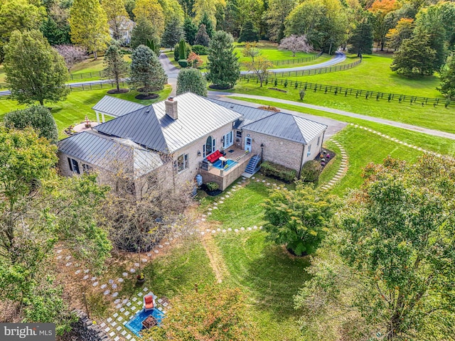 drone / aerial view featuring a rural view