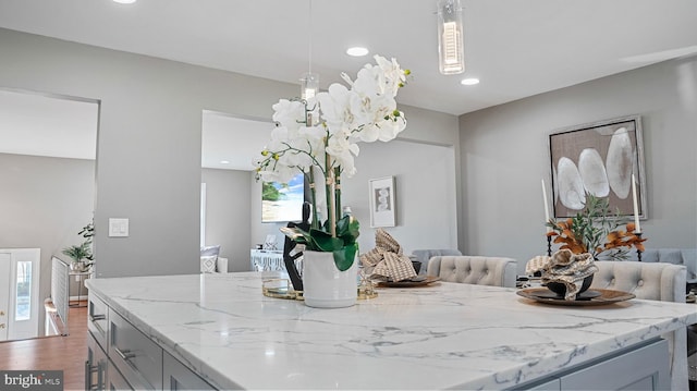 interior space featuring recessed lighting and wood finished floors