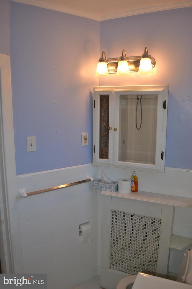 bathroom featuring ornamental molding