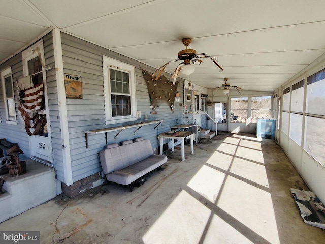 view of patio with a ceiling fan