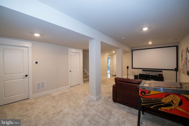 view of carpeted cinema room