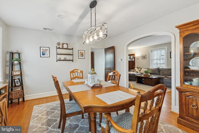 dining room featuring light wood-type flooring