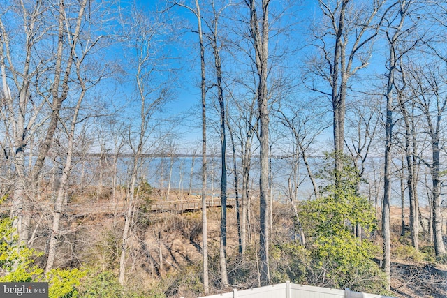 property view of water with fence