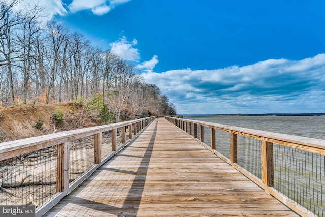 dock area featuring a water view