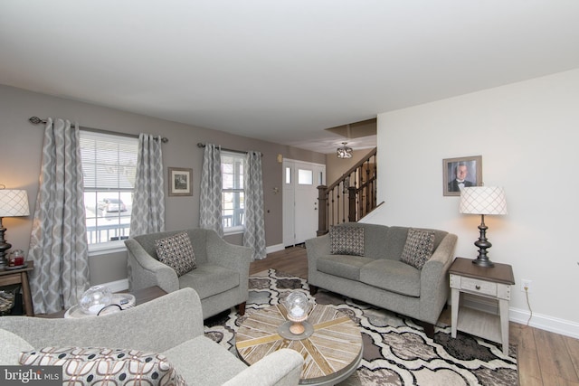 living room featuring hardwood / wood-style floors